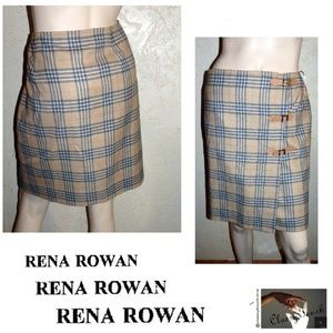 Rena Rowen NWOT  Brown Plaid Wrap Skirt Size 14
